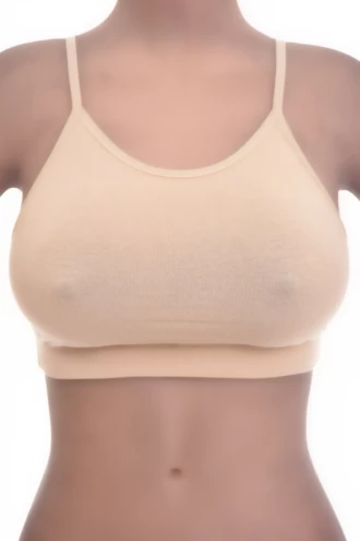 Women's cotton bralette with soft wireless cups, a scoop neckline and thin straps for a pared-back everyday look.