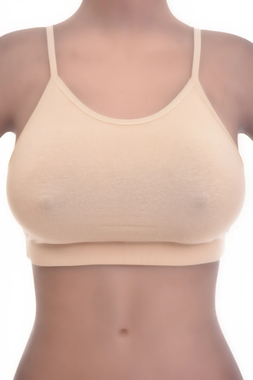 Women's cotton bralette with soft wireless cups, a scoop neckline and thin straps for a pared-back everyday look.