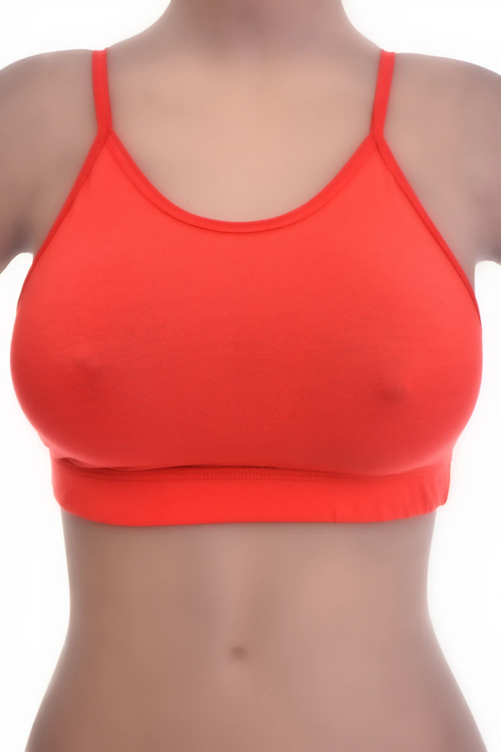 Cotton-blend bralette with soft cups following the natural shape and fine straps, breathable for gentle support.