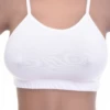 Breathable cotton-blend bralette with delicate spaghetti straps and a strappy back, unpadded for gentle support.