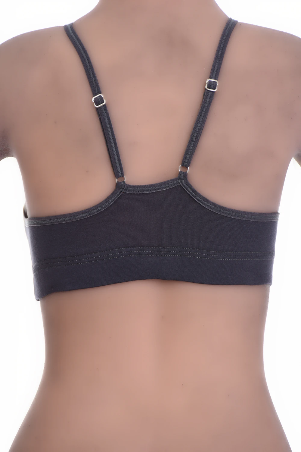 Breathable cotton-blend bralette with a strappy back and delicate spaghetti straps, unpadded and wireless.