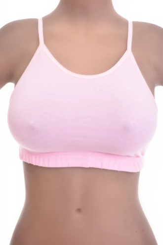 Breathable cotton-blend bralette with a strappy back and soft unpadded cups, light for gentle everyday support.