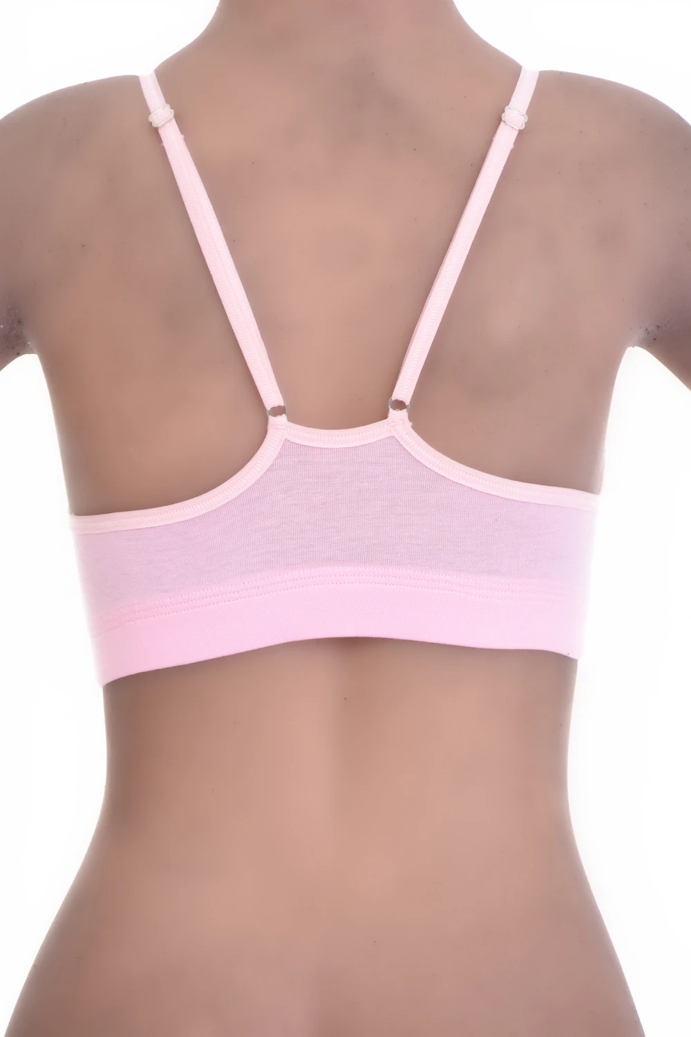 Women's cotton bralette with thin spaghetti straps and a scoop neck, soft wireless cups for relaxed everyday wear.