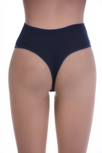 Cotton-blend high-waist thong in a soft solid knit, breathable with a more covered comfortable feel.
