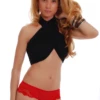 Cotton-blend lace-back boyshorts for women, squared leg with a low waist and a soft decorative back detail.