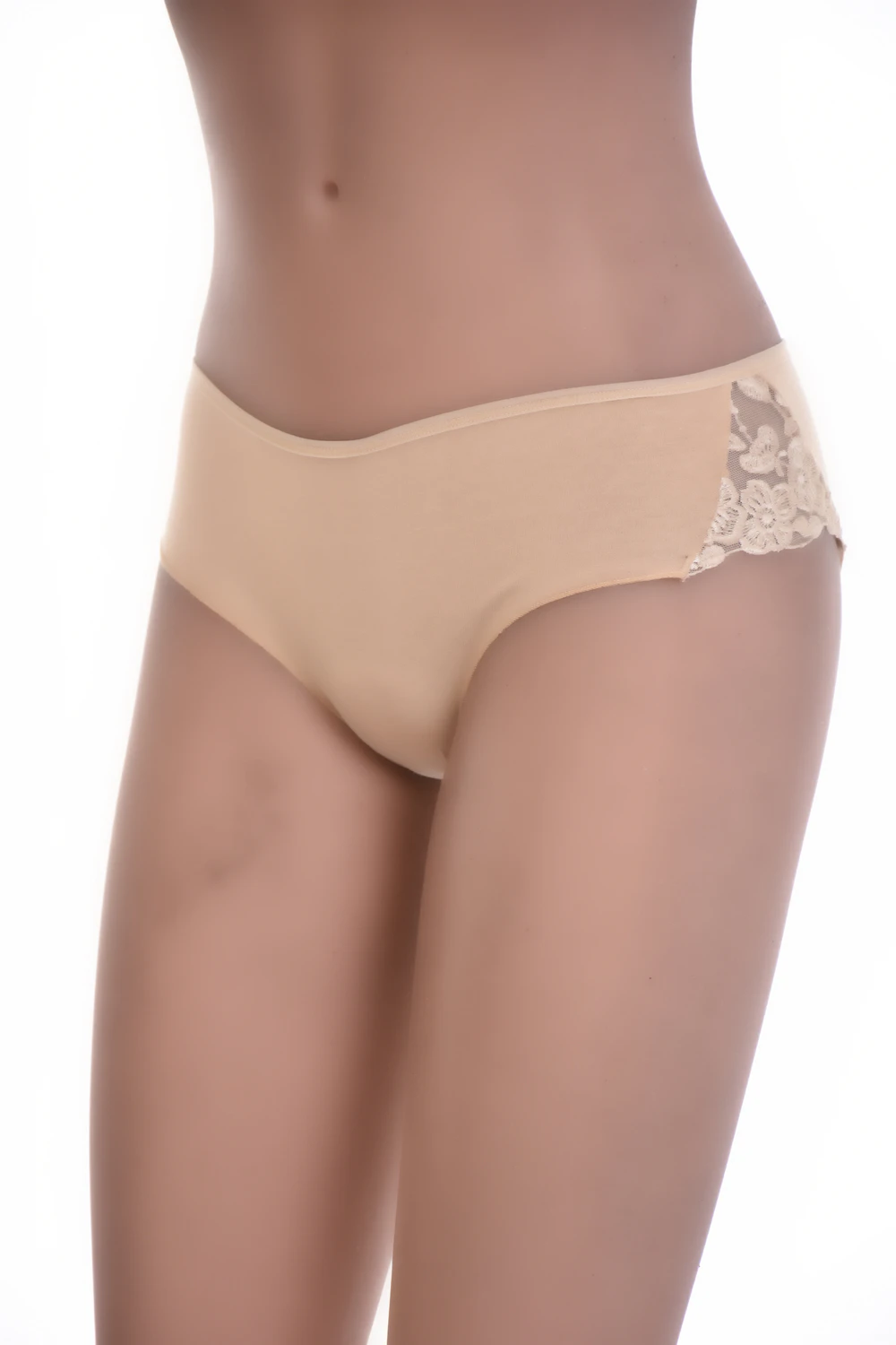 Soft cotton-blend boyshorts by Tiara Galiano with a curved back-hip lace accent on a breathable squared-leg body.
