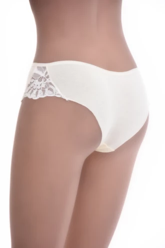 Cotton boyshorts with a floral lace hip insert over a smooth opaque seat, a breathable everyday pair that lies flat.
