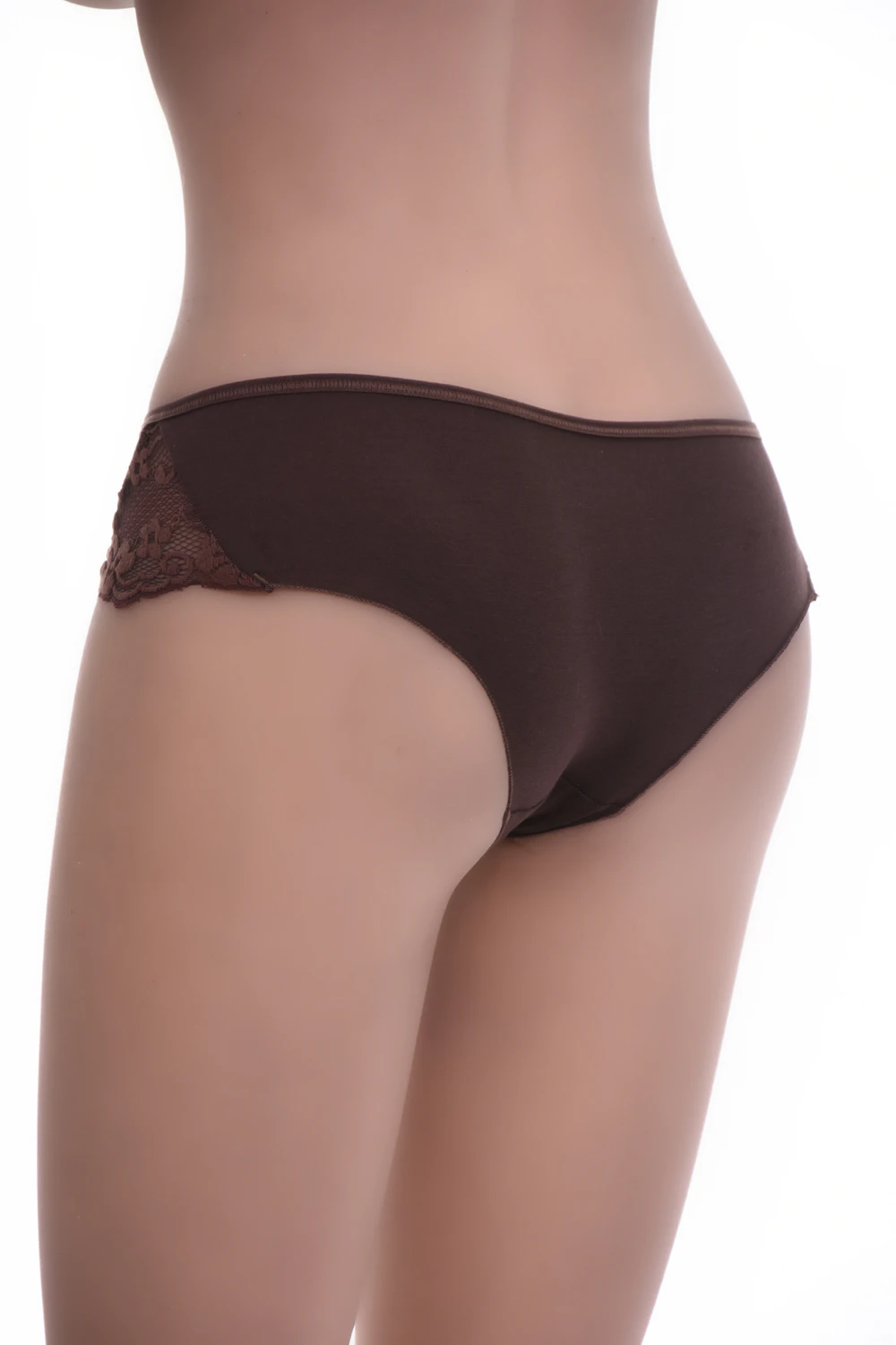 Cotton lace-hip boyshorts for women, an opaque cotton body with a soft lace accent on one side.
