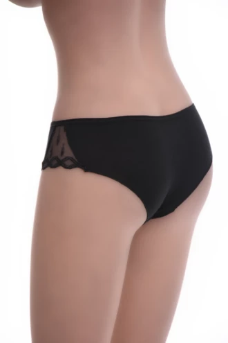 Cotton lace-hip boyshorts for women, an opaque breathable body with a quiet floral lace accent on one side.