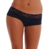 Breathable cotton lace-waist boyshorts for women, full back coverage with a soft decorative lace band up top.