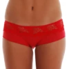 Cotton-blend lace-waist boyshorts for women, squared leg with a low rise and a soft decorative finish.