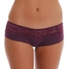 Cotton-blend boyshorts with a floral lace waist over a smooth cotton body, a softly decorative full-coverage cut.