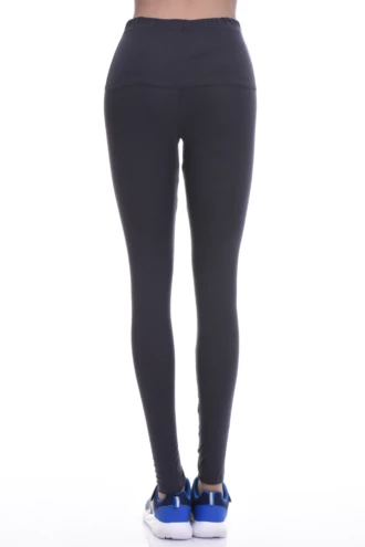 Anthracite high-waisted cotton leggings, full-length back view in soft stretchy cotton fabric