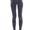 Anthracite high-waisted cotton leggings with calf mesh panels, back view of the slim everyday fit