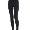 Black high-waisted cotton leggings, full-length front view in a soft comfortable everyday stretch fabric