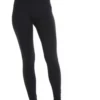 Black high-waisted cotton leggings, full-length front view in a soft comfortable everyday stretch fabric