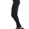 Black high-waisted cotton leggings, side view highlighting the smooth soft everyday fabric and slim fit
