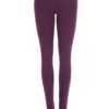 Eggplant high-waisted cotton leggings, full-length back view in soft stretchy cotton fabric