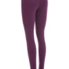 Eggplant cotton leggings with high elastic waistband, back view highlighting the snug supportive fit