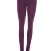 Eggplant high-waisted cotton leggings, full-length front view in a soft figure-hugging cotton blend