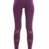Eggplant high-waisted cotton leggings with calf mesh panels, back view in soft everyday cotton blend