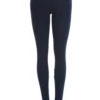 Navy blue high-waisted cotton leggings, full-length back view in soft breathable cotton fabric