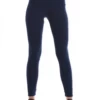 Navy blue high-waisted cotton leggings, full-length front view in a soft everyday stretch fabric