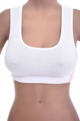 Soft-cup cotton bralette with a racerback that keeps straps hidden under wider necklines, no wires for light support.