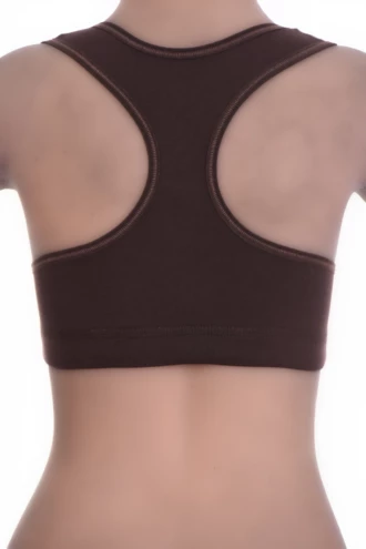 Cotton-blend racerback bralette with a low scoop and wide straps, soft and breathable to layer under a t-shirt.