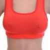 Cotton-blend racerback bralette with a low scoop and wide straps, breathable to layer under a t-shirt or vest.