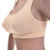 Women's cotton racerback bralette with soft wireless cups and a scoop neck, wide straps for everyday support.