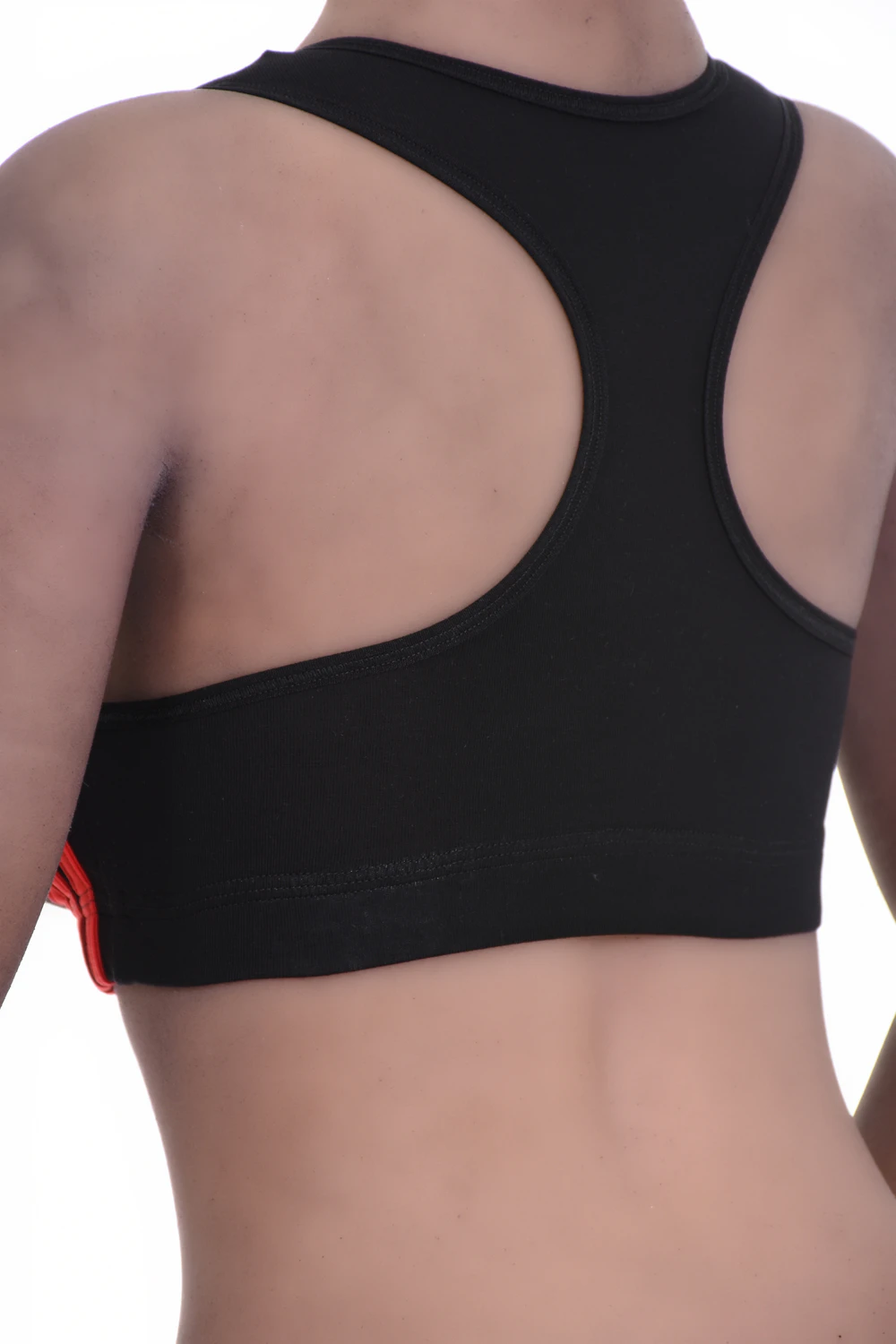 Women's cotton racerback bralette with soft wireless cups and a scoop neck, wide straps for light support.