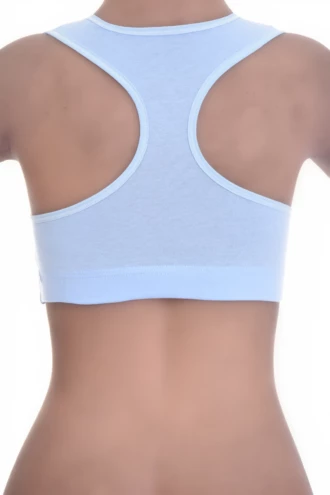 Women's cotton racerback bralette with soft wireless cups and a scoop neck, wide straps for light everyday support.