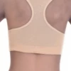 Breathable cotton-blend racerback bralette with straps to the spine, unpadded and wireless for gentle support.