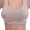 Breathable cotton-blend racerback bralette with straps drawn in towards the spine, unpadded and wireless.