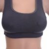 Soft-cup cotton bralette with a racerback keeping straps off the shoulders, no wires or padding for gentle support.