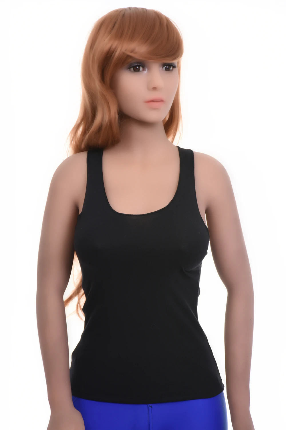 Women's cotton racerback tank top with wide straps and a scoop neckline in a soft slim cut.