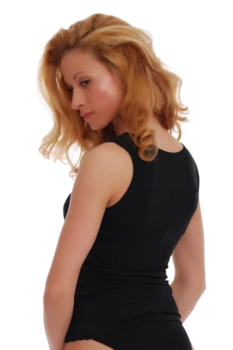 Cotton-blend scoop-neck tank, a reliable everyday staple that layers under a cardigan or works alone in warm weather.