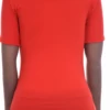 Body-skimming women's cotton tee with a feminine scoop neckline and short sleeves for a light slim look.