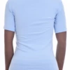 Pull-on women's cotton tee with a mock neck and short sleeves in a body-skimming slim everyday shape.
