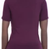 Women's cotton tee with a mock neckline and short sleeves, a slim close fit that follows the figure.