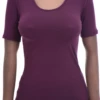 Women's cotton tee with a scoop neckline and short sleeves, a close slim cut that follows the figure.