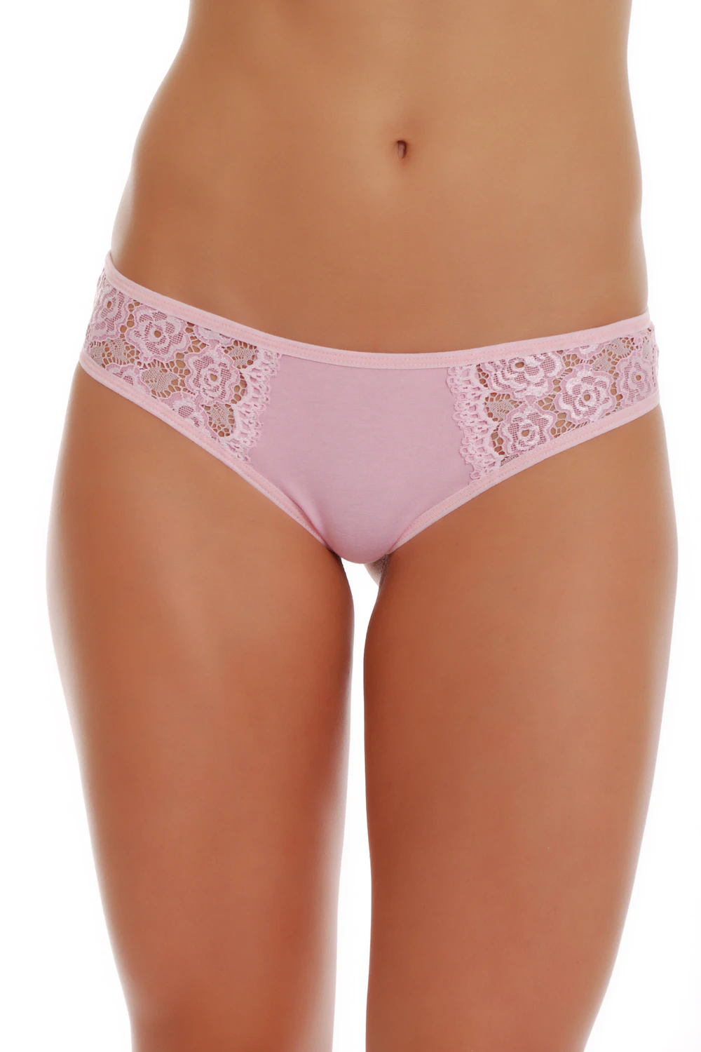 Breathable cotton thong with lace at the upper sides and a minimal thong back, a soft dressy everyday cut.