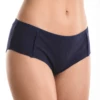 Dark blue cotton boyshorts by Tiara Galiano, a soft breathable cotton-blend pair with full back coverage and a squared leg.