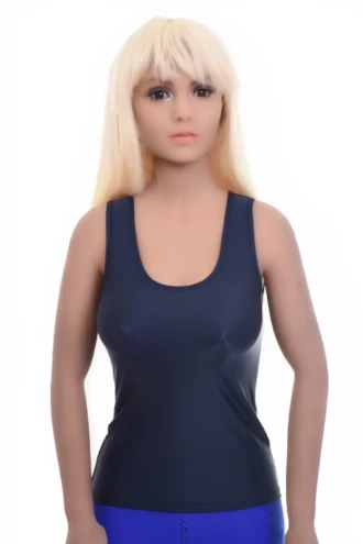 Fine microfiber sleeveless tank with a low scoop and wide flat straps, a smooth base under fitted clothing.
