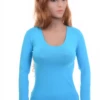 Fitted cotton-blend long-sleeve tee that lies flat as a base layer, with a soft stretch scoop neck.