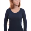 Pull-on women's cotton long-sleeve tee with a fitted body-skimming cut and a comfortable scoop neckline.