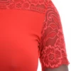 Fitted cotton tee with decorative lace over a soft base, a slim feminine shape with long sleeves.