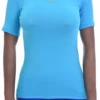 Fitted cotton tee with a feminine scoop neck and a light body-skimming line that lies flat under a shirt.