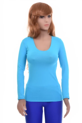 Stretch cotton-blend tee with a fitted shape and long sleeves, an easy everyday layer for cooler days.